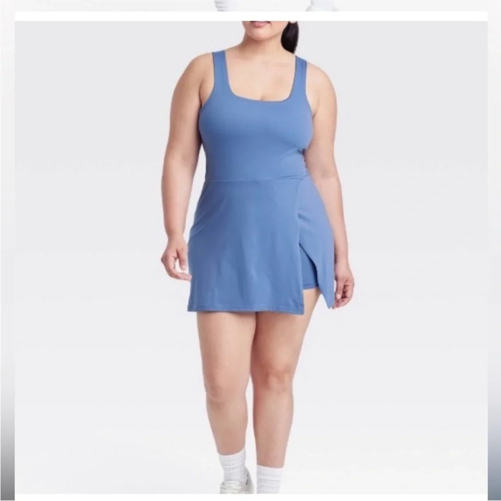 All in Motion Blue Athletic Mini Dress With Built in Shorts - Picture 12 of 12